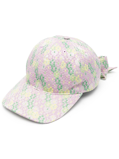 Henrik Vibskov Floral-jacquard Bow Cap In Purple