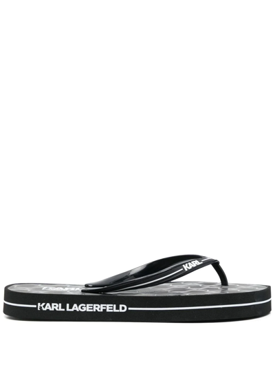 Karl Lagerfeld Kosta Logo-print Flip-flops In Black