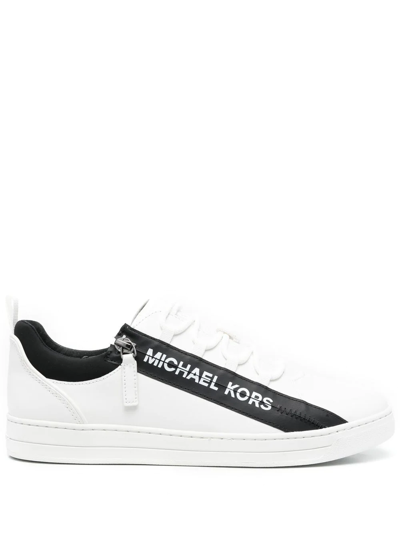 Michael Kors Logo-print Zip-detailed Sneakers In White