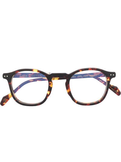 Lesca Tortoiseshell Round-frame Glasses