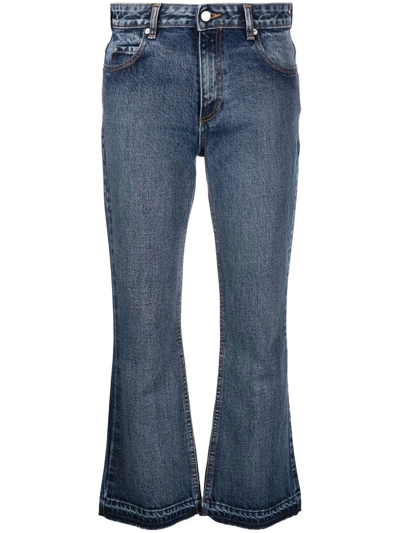 Red Valentino Mid-rise Flared Cropped Jeans In Blue