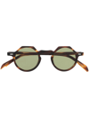 Lesca Tortoise Round-frame Sunglasses In Brown
