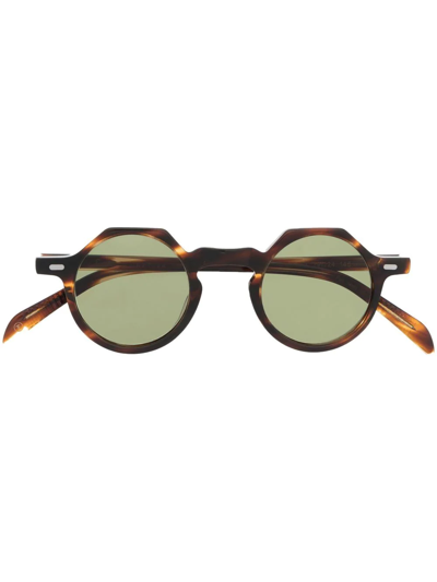 Lesca Tortoise Round-frame Sunglasses In Brown