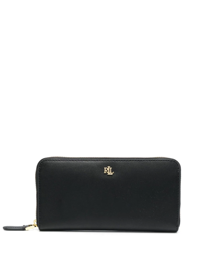 Lauren Ralph Lauren Logo-plaque Leather Wallet In Black