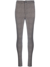 Saint Laurent Black And White Check-patterned Skinny Trousers In Black
