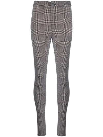 Saint Laurent Black And White Check-patterned Skinny Trousers