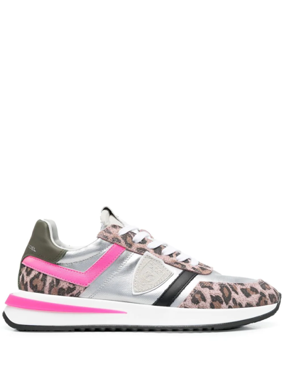 Philippe Model Leopard-print Lace-up Trainers In Grey