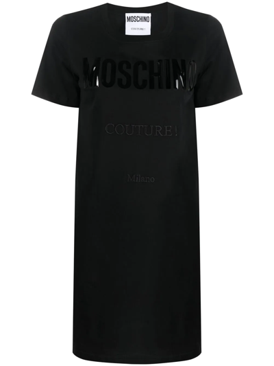 Moschino Logo Print T-shirt Dress In Black