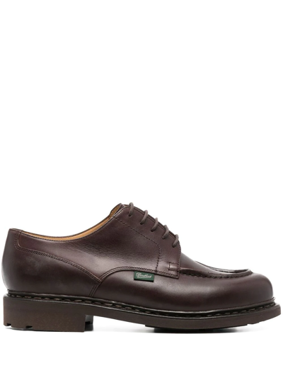 Paraboot Logo-patch Leather Derby Shoes In Brown