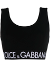 Dolce & Gabbana Dolce Scp Nk Logo Hem Cttn Crop Top Blk In Black