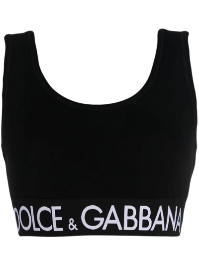 DOLCE & GABBANA LOGO-BAND CROPPED TANK TOP