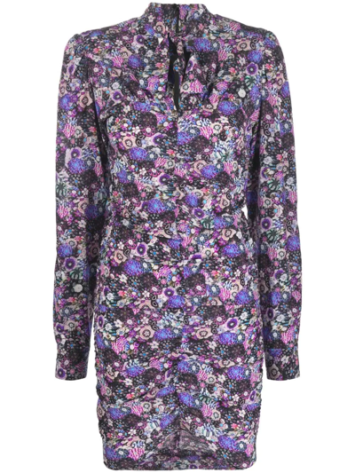 Isabel Marant Floral-print Pussybow Dress In Purple