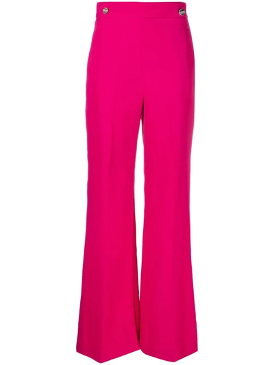 Liu •jo High-waisted Flared-leg Trousers In Pink