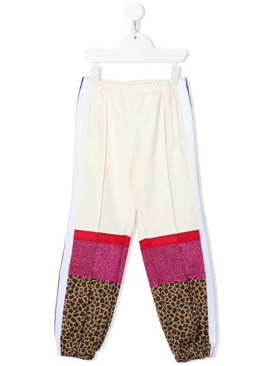 Palm Angels Kids' Colour-block Tracksuit Bottoms In White