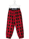 PALM ANGELS LOGO-WAISTBAND CHECK TROUSERS