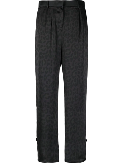 Sacai High-waisted Patterned Trousers In Black