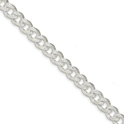Pre-owned Accessories & Jewelry Sterling Silver Solid 9.15mm Pave Curb Chain Bracelet W/ Lobster Clasp 8" - 9"