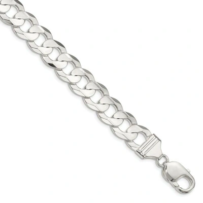 Pre-owned Accessories & Jewelry Sterling Silver 11.9mm Concave Beveled Curb Bracelet W/ Lobster Clasp 7" - 9"