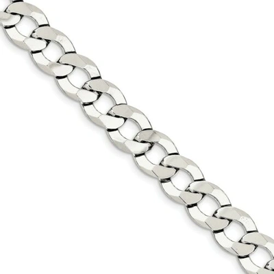 Pre-owned Accessories & Jewelry Sterling Silver 11.75mm Close Link Flat Curb Bracelet W/ Lobster Clasp 8" - 9"