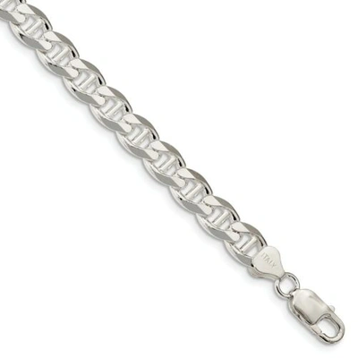 Pre-owned Accessories & Jewelry Sterling Silver Solid 8.25mm Flat Anchor Bracelet W/ Lobster Clasp 8" - 9"