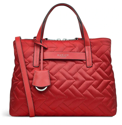Pre-owned Radley Finsbury Park Red Quilt Medium Ziptop Multiway H6434551