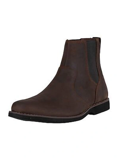 Pre-owned Timberland Men's Woodhull Leather Chelsea Boots, Brown