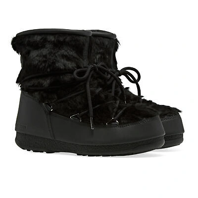 Pre-owned Moon Boot Monaco Low Fur Womens Boots - Black All Sizes