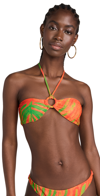 Simon Miller Dango Bikini Top In Abstract Leaf-tango Tangerine
