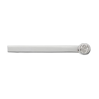 Gucci Interlocking G Tie Bar In Silver-tone