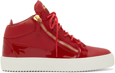 Giuseppe Zanotti Leather Zip Sneakers In Red