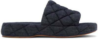 BOTTEGA VENETA INDIGO MATTELASSÉ DENIM SANDALS