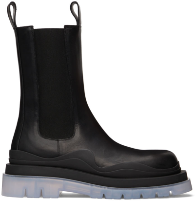 Bottega Veneta Contrast-sole Leather Tire Boots In Black Clear