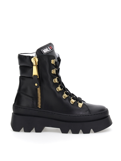 Monnalisa Nappa Combat Boots In Black