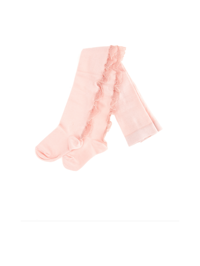 Monnalisa Kids'   Lace And Rhinestone Cotton Tights In Light Pink