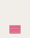 Valentino Garavani Rockstud Grainy Calfskin Cardholder Woman Pink Uni