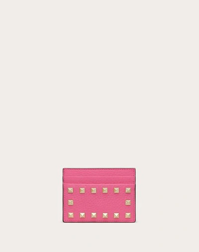 VALENTINO GARAVANI VALENTINO GARAVANI ROCKSTUD GRAINY CALFSKIN CARDHOLDER WOMAN PINK UNI 