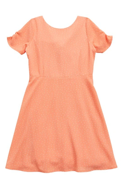 Ava & Yelly Kids' Pebble Polka Dot Princess Seam Dress In Coral