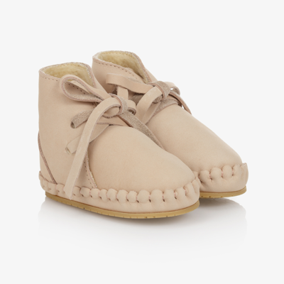 Donsje Girls Pink Leather Baby Boots