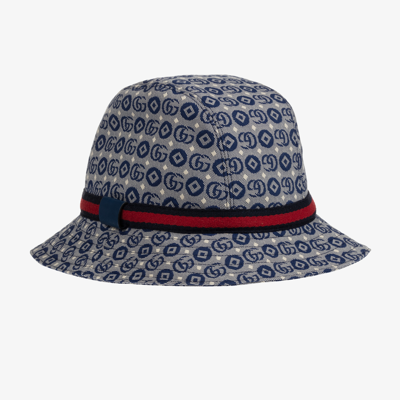 Gucci Jacquard Cotton-blend Bucket Hat In Blue