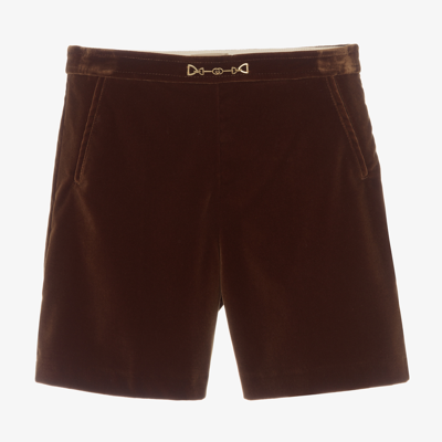 Gucci Teen Girls Brown Velvet Shorts