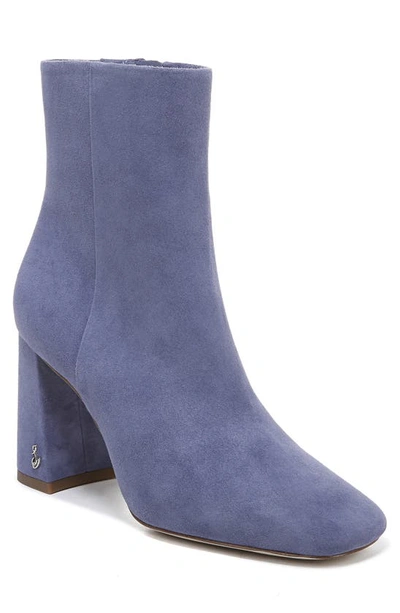 Sam Edelman Codie Womens Padded Insole Square Toe Booties In Dusty Violet Suede