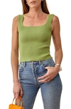 Reformation Julia Rib Knit Tank In Avocado