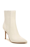 Veronica Beard Lisa Pleated Leather Ankle Booties In White