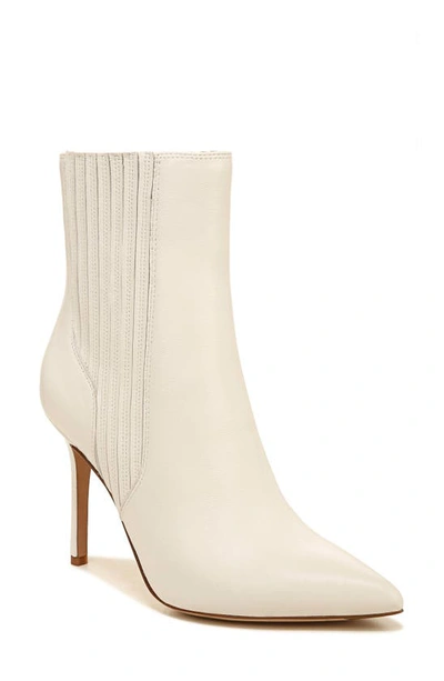 Veronica Beard Lisa Pleated Leather Ankle Booties In White