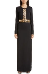 Staud Delphine Cutout Embellished Stretch-ponte Maxi Dress In Black