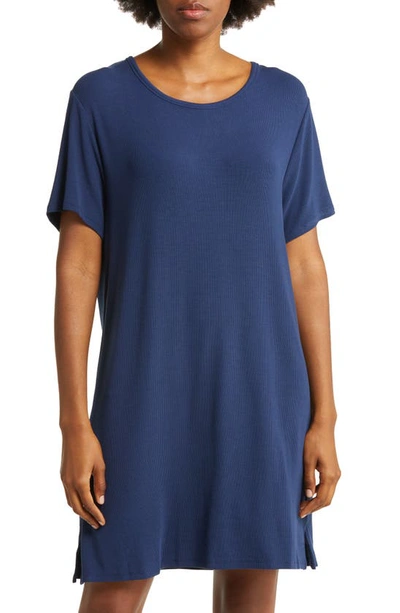 Cozy Earth Rib Knit Nightshirt In Navy