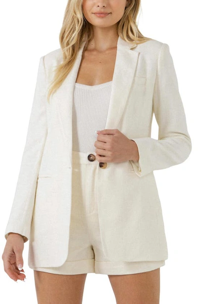 Endless Rose Linen Blend Blazer In White