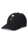 Ralph Lauren Bear-embroidered Cotton Baseball Cap In Polo Black