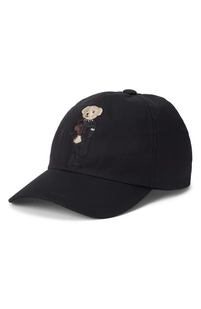 Ralph Lauren Bear-embroidered Cotton Baseball Cap In Polo Black
