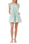 Free The Roses Floral Print Lace Minidress In Blue Multi